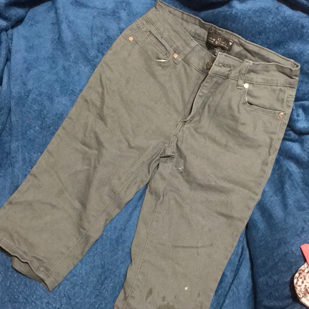 Army green khakis long shorts